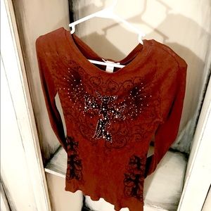 Women’s brown, long sleeve top. Sz medium